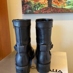Aquatalia Sami Rustico Calf Weatherproof Moto Boot Black - Size 8M